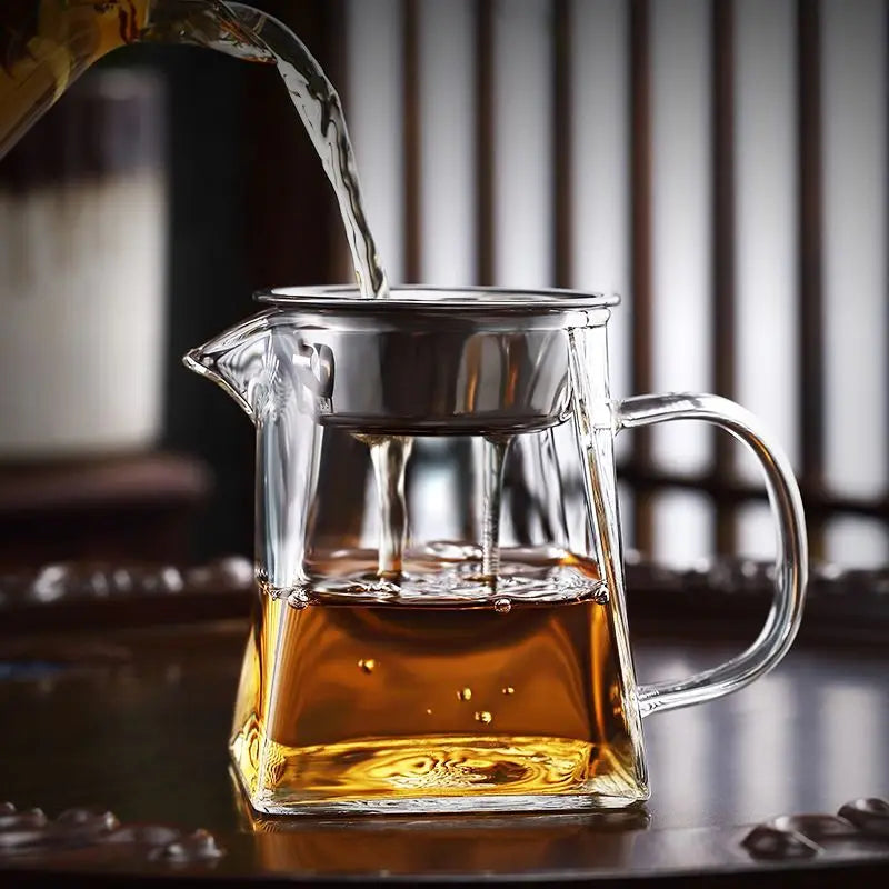 DecorBites™ Glass Fair Cup, Kung Fu Tea Set, Heat Resistant Borosilicate Teapot Dispenser