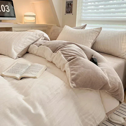 DecorBites™ High-Density Milk Fleece Warm Bedding Set for Winter