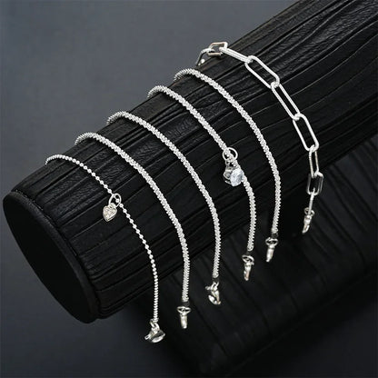 6pcs 925 Sterling Silver Rhinestone Bracelets for Women Girls Luxury