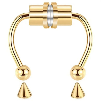 1/2/3/4/5pcs Fake Magnetic Stainless Steel Nose Rings, Non Piercing