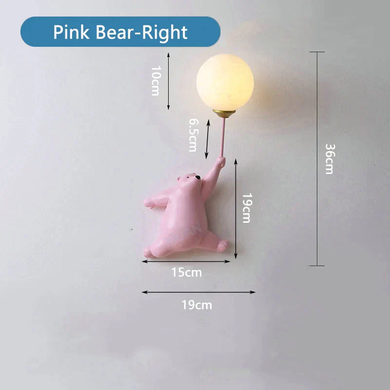 DecorBites™ Kids Bear Moon Wall Lamp | 3D Printed Bedroom Interior Light