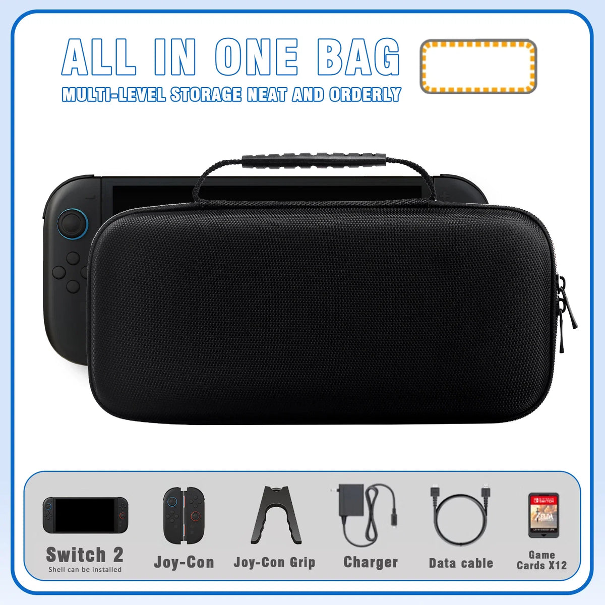 For NS 2 Travel Carrying Case Portable Carry Case Hard Shell Pouch for Switch 2 Console & Accessories Storage Bag