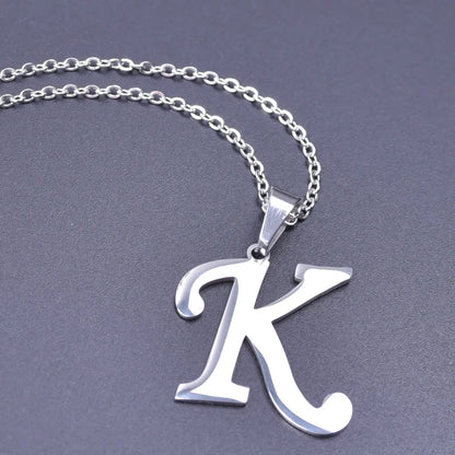 26 Letters Necklace Stainless Steel Initial Necklaces Pendant Big