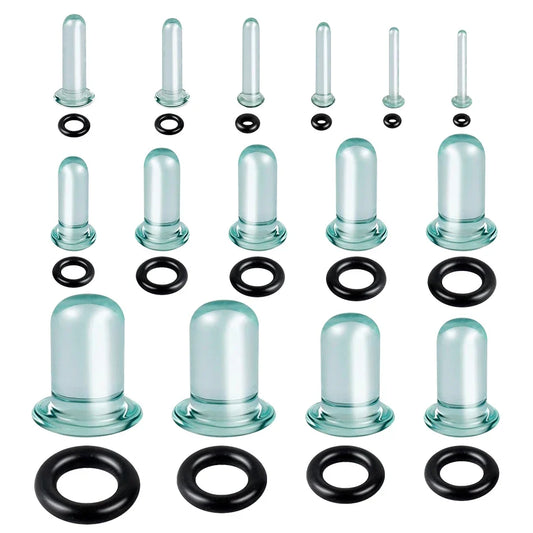 2pcs Glass Ear Gauges Stretching Kit Short Taper Expander 1.6-16mm
