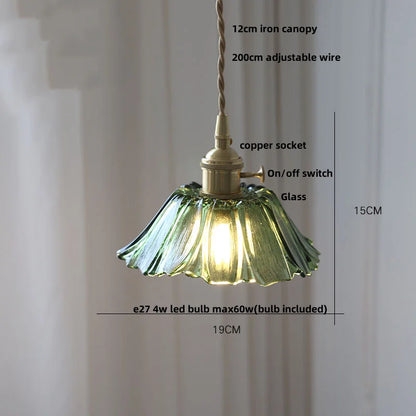 DecorBites™ Glass LED Pendant Lamp Walnut Wood Copper Switch Nordic Hanging Light