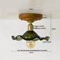 DecorBites™ Green Glass LED Ceiling Lamp Nordic Wood Copper Ceiling Lights