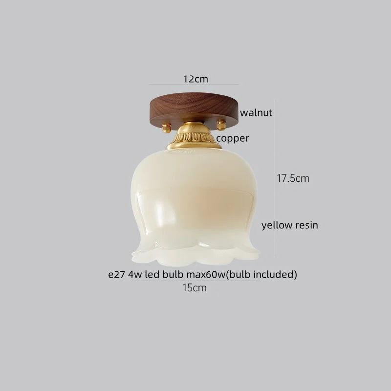 DecorBites™ Glass LED Ceiling Lamp Copper Walnut Modern Living Room Lighting Fixtures