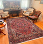 Dark Red Afghan Rug Vintage Distressed Style Washable Area Carpet
