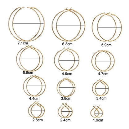 12pairs/6pairs Simple Punk Hoop Earrings Set Big Circle Earrings