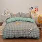 DecorBites™ Japanese Grid Print Bedding Set for All Seasons, Queen/King Size Quilt Cover