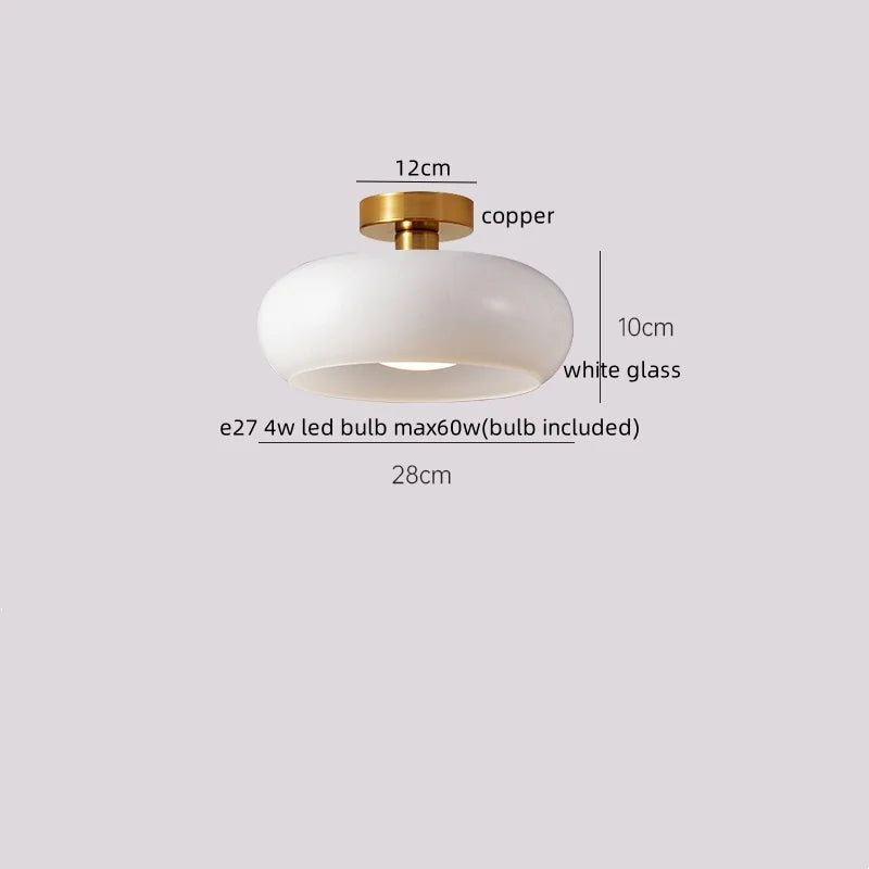 DecorBites™ Glass LED Ceiling Lamp Copper Walnut Modern Living Room Lighting Fixtures