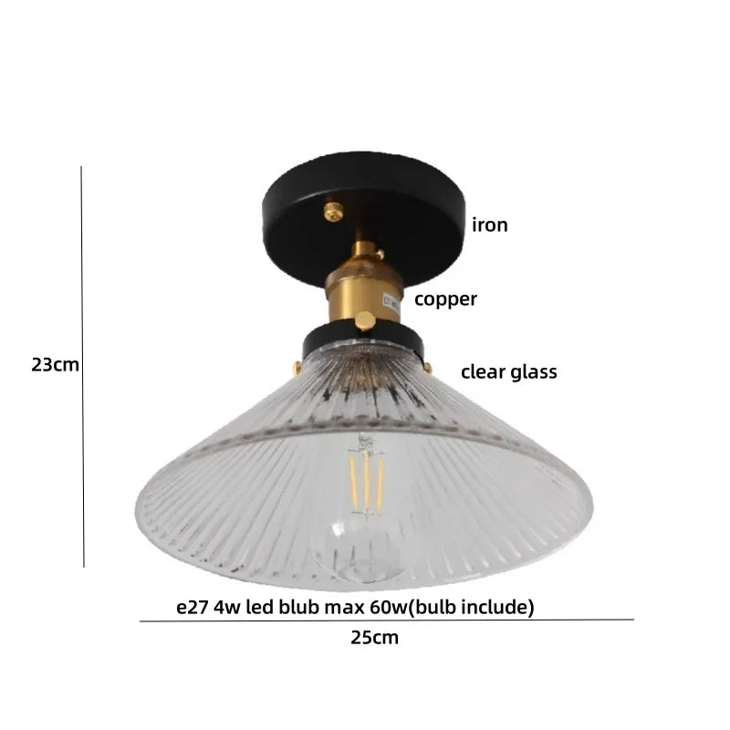 DecorBites™ Glass LED Ceiling Light for Living Room, Modern Copper Canopy, Nordic Style Fixtures