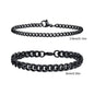 2pcs Men's Chain Bracelets, Stainless Steel Silver Gold Black Color