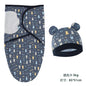 Baby Blanket Hat Set Cartoon Printed Cotton Newborn Swaddle Adjustable