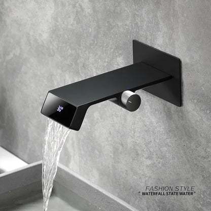 DecorBites™ LED Basin Faucet Wall Mounted Hot Cold Mixer Bathroom Brass Vanity