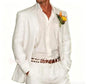 Beige Linen Men Suits 2 Pieces Beach Wedding American Style Jacket