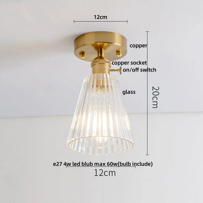 DecorBites™ Glass LED Ceiling Light for Living Room, Modern Copper Canopy, Nordic Style Fixtures
