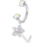 6/2pcs Horseshoe Nose Rings with L-Shape Nose Stud, Stainless Steel