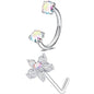 6/2pcs Horseshoe Nose Rings with L-Shape Nose Stud, Stainless Steel