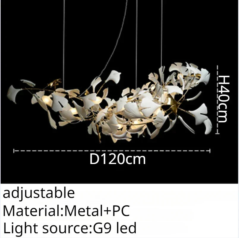 DecorBites™ Leaf Branch Ceramic Chandelier | Modern Golden Lighting Fixture for Living Room