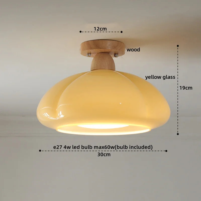 DecorBites™ Glass LED Ceiling Lamp Copper Walnut Modern Living Room Lighting Fixtures