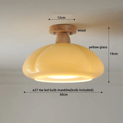 DecorBites™ Glass LED Ceiling Lamp Copper Walnut Modern Living Room Lighting Fixtures