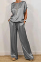 Casual Solid Color Two Piece Set Loose O-Neck Short Sleeved Pullover