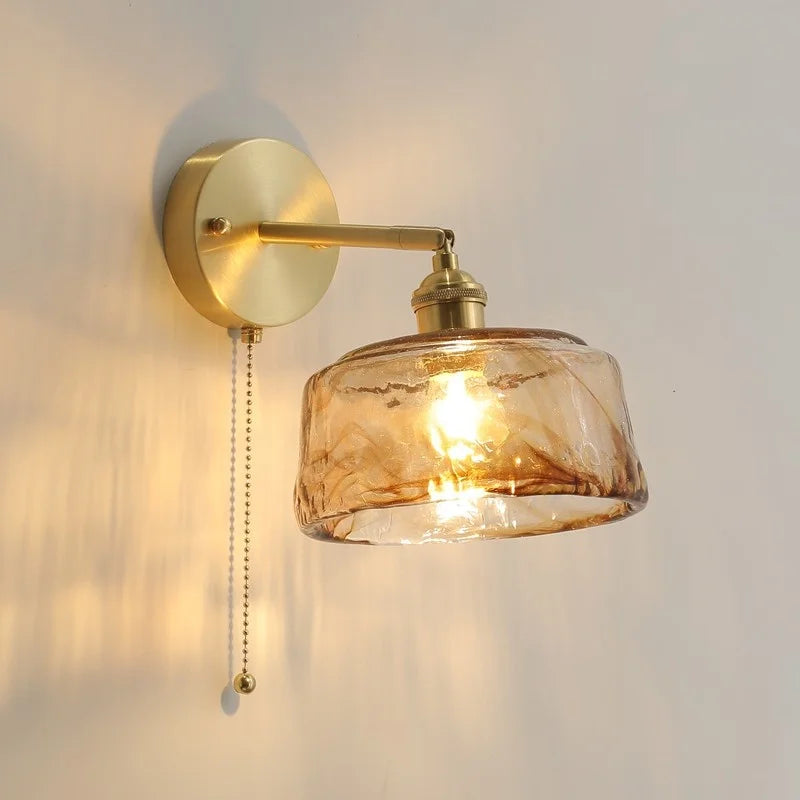 DecorBites™ Glass Copper LED Wall Lamp Sconce for Corridor Bedroom Living Room