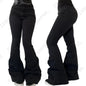 Women's Concise High Waist Flared Jeans Stretchy Slim Fit Casual Chic