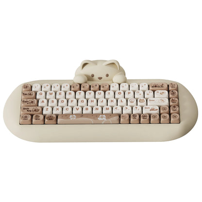 YUNZII C68 Wireless Gaming Keyboard, Hi-Fi Cute Cat Custom RGB Mechanical Keyboard, Silicone 65% Hot Swap Ergonomic Kitty Keeb
