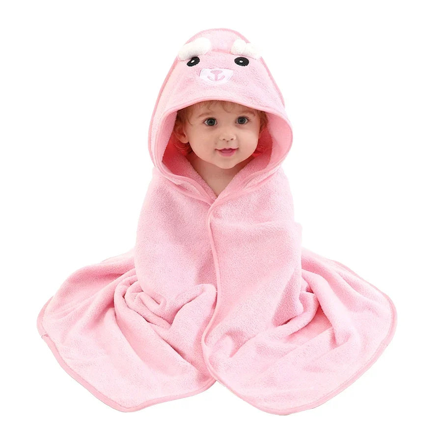 A Soft, Absorbent Baby Bath Towel with Cartoon Design, Thin Summer