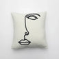 DecorBites™ Lambswool Face Embroidered Cushion Cover 45x45 - Beige White Abstract Art Pillowcase