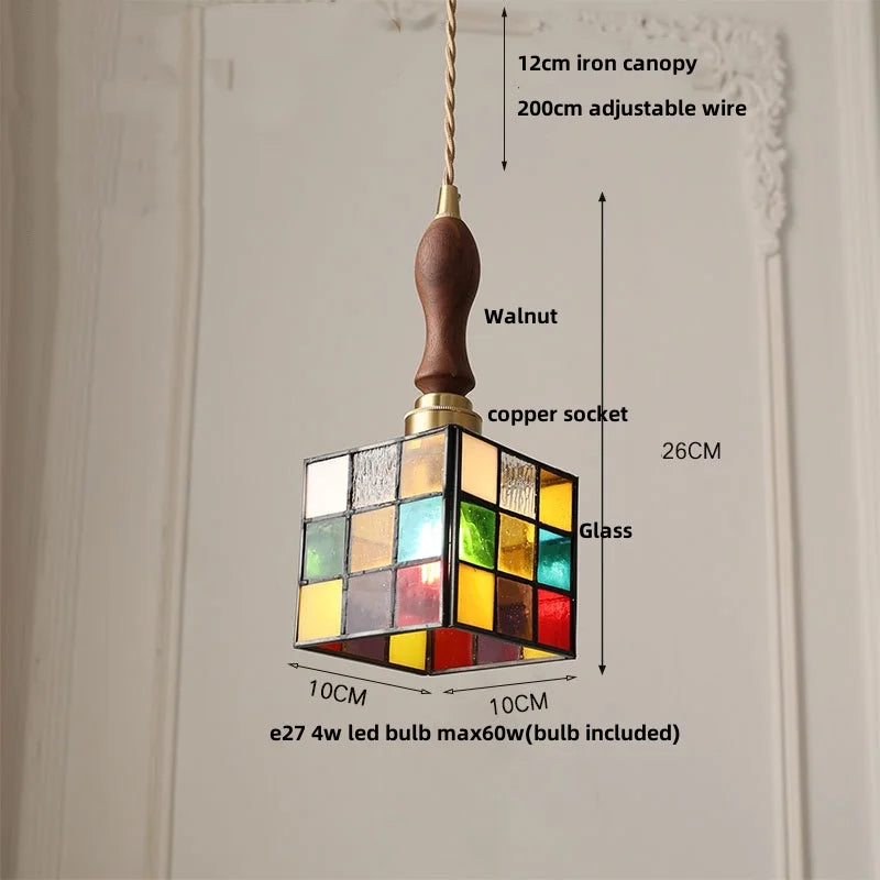 DecorBites™ Glass LED Pendant Lamp Tiffany Style Hand Stitch Dining Room Lights