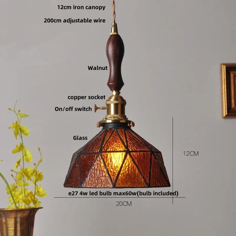 DecorBites™ Glass LED Pendant Lamp: Handmade Japanese Style Adjustable Hanging Light Fixtures