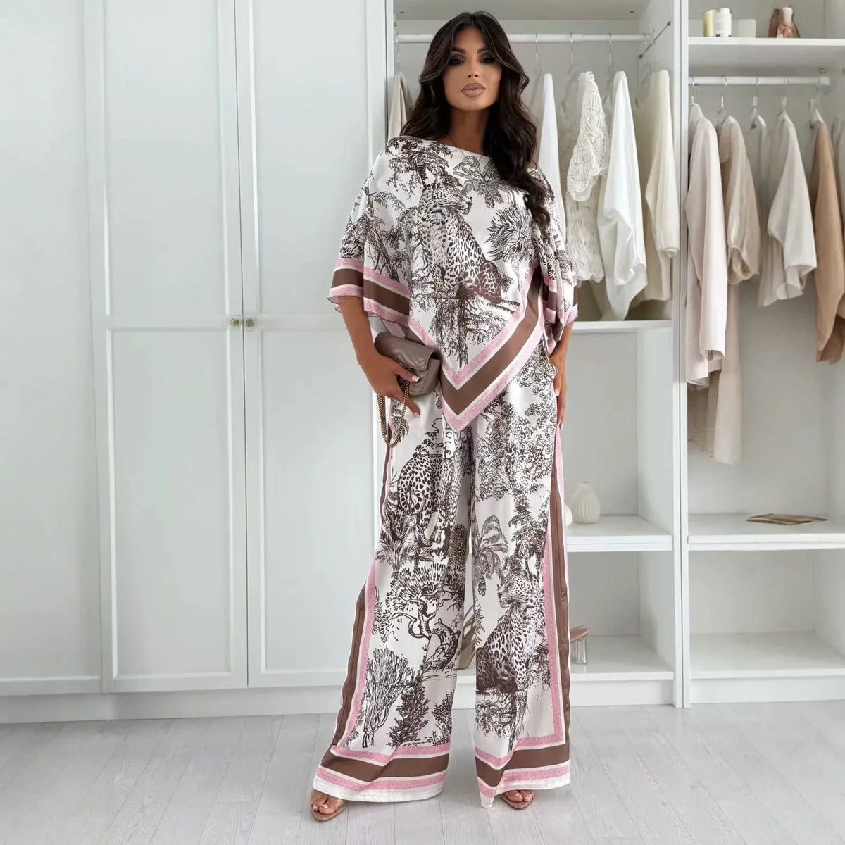 New Women Sets Spring Summer Boho Fashion Printed Matching Set Floral