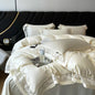 DecorBites™ Luxe 1500TC Egyptian Cotton Lace Wide Edge Bedding Set: Duvet Cover, Sheet, Pillowcases