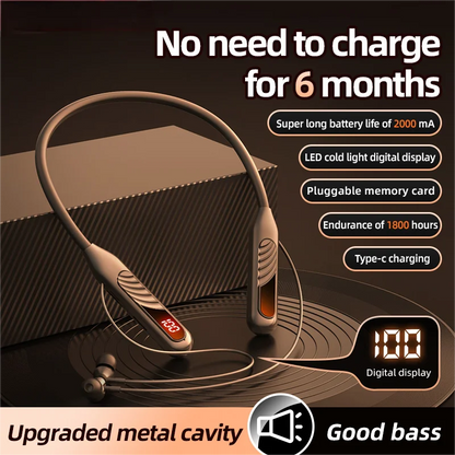 BT8 Wireless Bluetooth Earphones Headphones Outdoor Sports Headset V5.3 Display Button Control Earbuds for Music