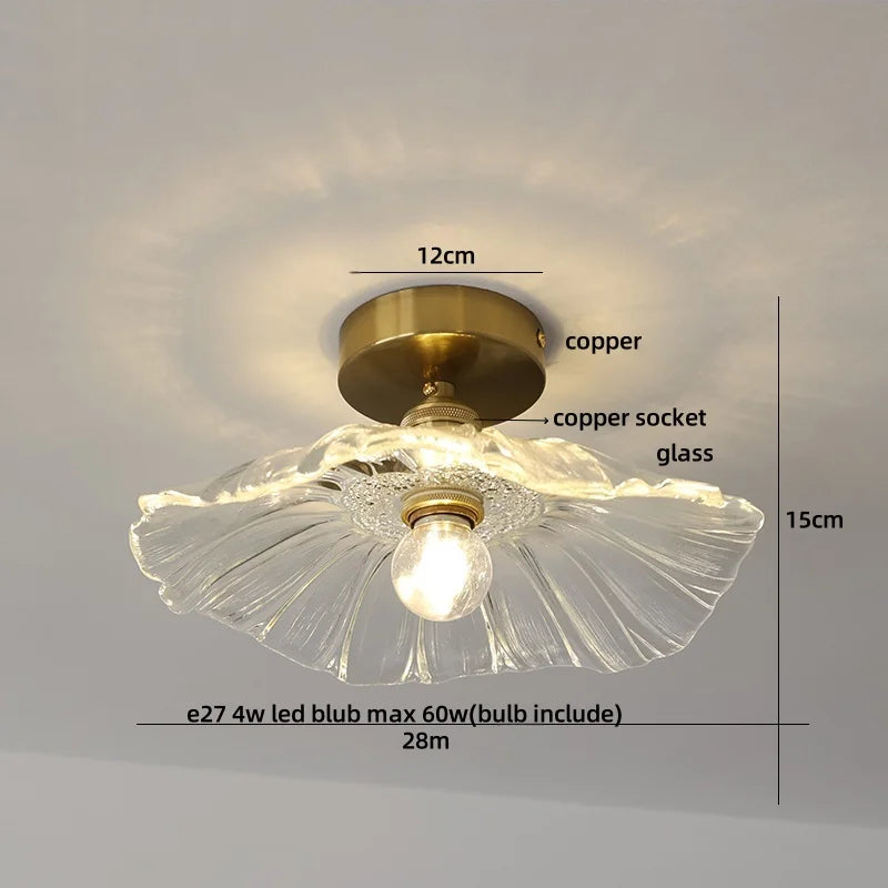 DecorBites™ Glass LED Ceiling Light for Living Room, Modern Copper Canopy, Nordic Style Fixtures