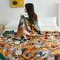DecorBites™ Japanese Cotton Gauze Flower Blanket: Soft and Breathable Summer Throw