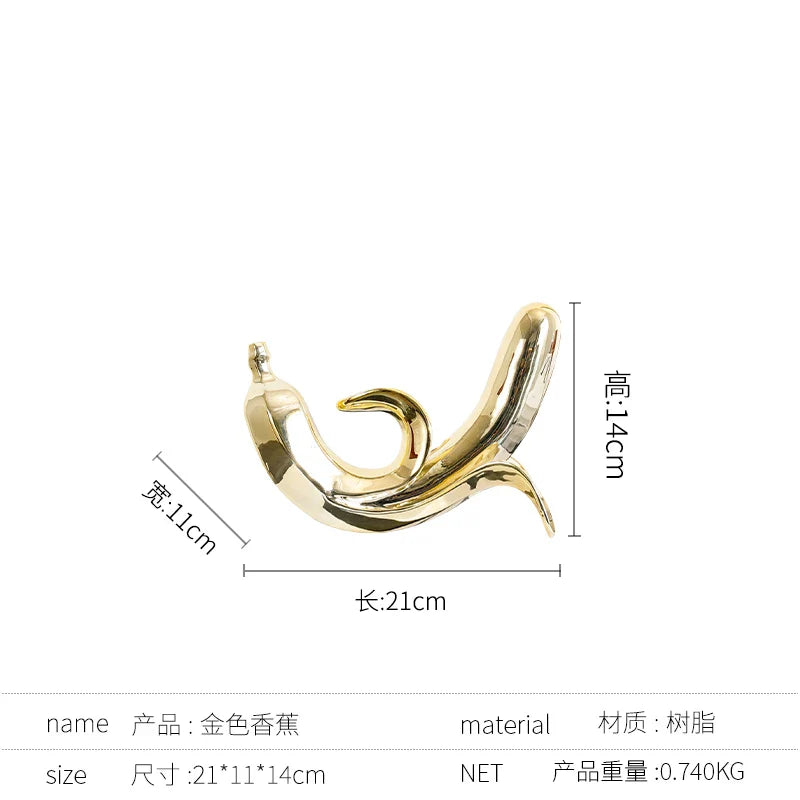 DecorBites™ Golden Ring Black and White Striped Abstract Resin Figurines Home Decor