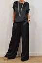 Casual Solid Color Two Piece Set Loose O-Neck Short Sleeved Pullover
