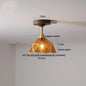 DecorBites™ Green Glass LED Ceiling Lights: Modern Copper Wood Indoor Lamp