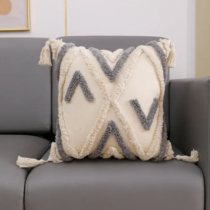 DecorBites™ Lace Tassel Cushion Tufted Sofa Pillowcase for Office Chair Pad