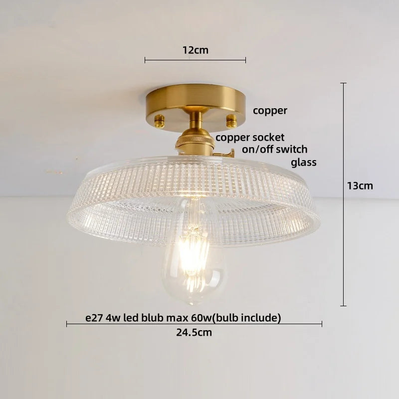 DecorBites™ Glass LED Ceiling Light for Living Room, Modern Copper Canopy, Nordic Style Fixtures