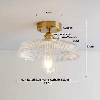 DecorBites™ Glass LED Ceiling Light for Living Room, Modern Copper Canopy, Nordic Style Fixtures