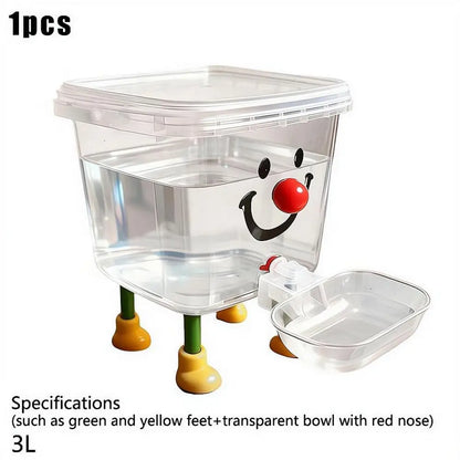 3L Cute Clown Gravity Automatic Pet Water Dispenser, Thickened Dog Cat Auto Water Feeder with Detachable Clear Drinking Bowl
