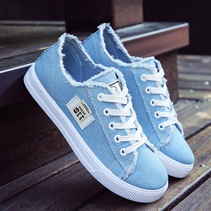 Spring Summer Women Canvas Sneaker Low Top Denim Sneakers Ladies