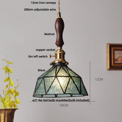 DecorBites™ Glass LED Pendant Lamp: Handmade Japanese Style Adjustable Hanging Light Fixtures