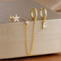 3PCS Set Stainless Steel Crystal CZ Butterfly Ear Stud Earring Gold