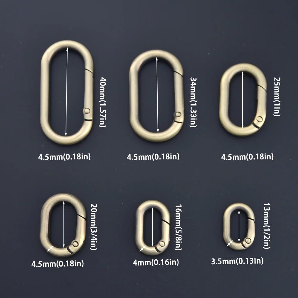 5pcs Metal Oval O Ring Spring Clasp Openable Round Carabiner Keychain Clips Hook Dog Chain DIY Jewelry Buckle